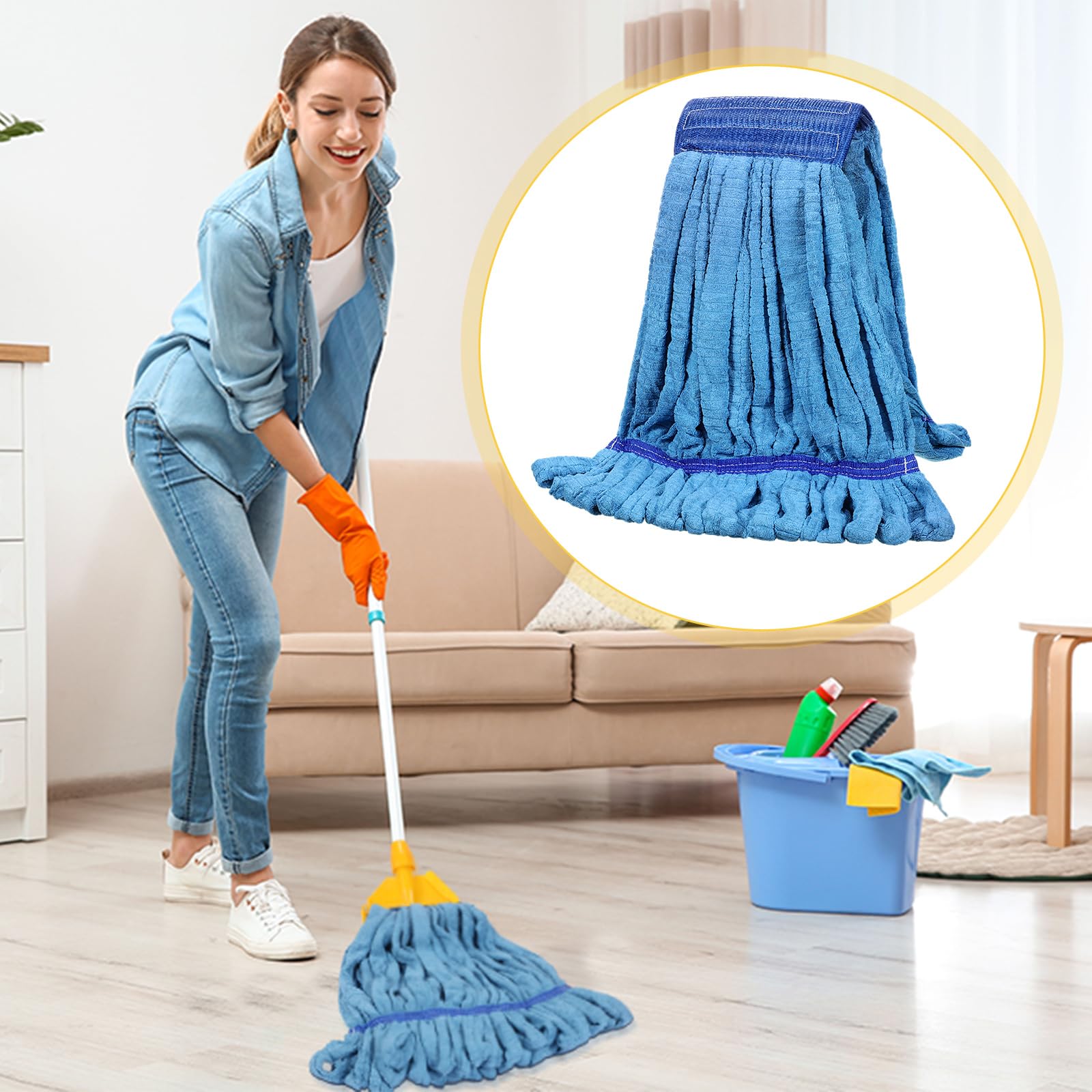 4 Pcs Microfiber Commercial Mop Head Replacement Tube Industrial Looped End Mop Heads Refill for Floor Cleaning for Home Commercial Industrial Use