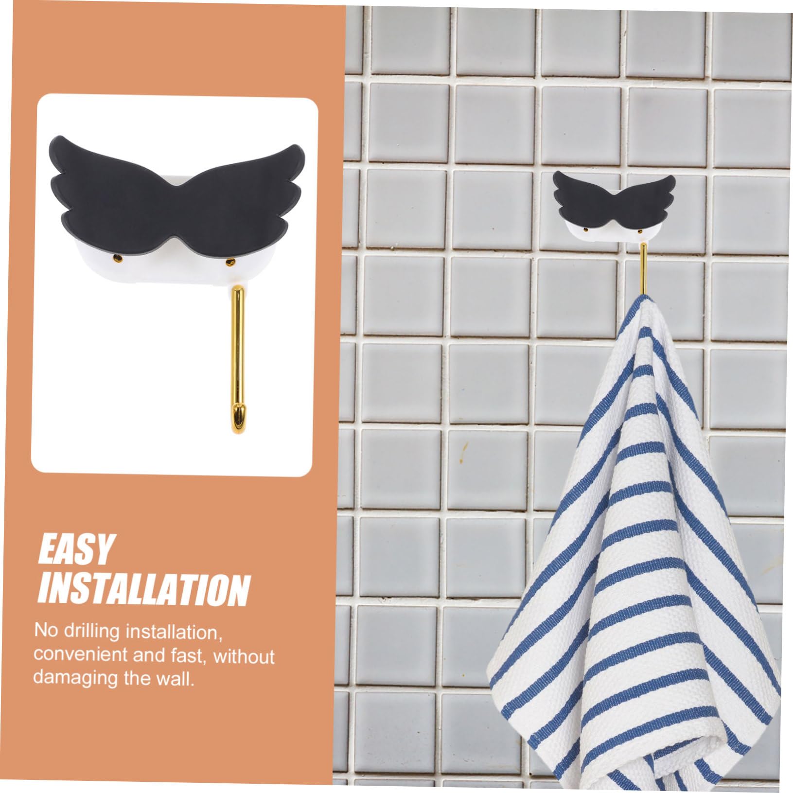 Self Adhesive Mop Holder with Cartoon Design Punch Wall Mount Broom Gripper Hook for Bathroom and Kitchen Easy Installation Versatile Organizer for Cleaning Tools