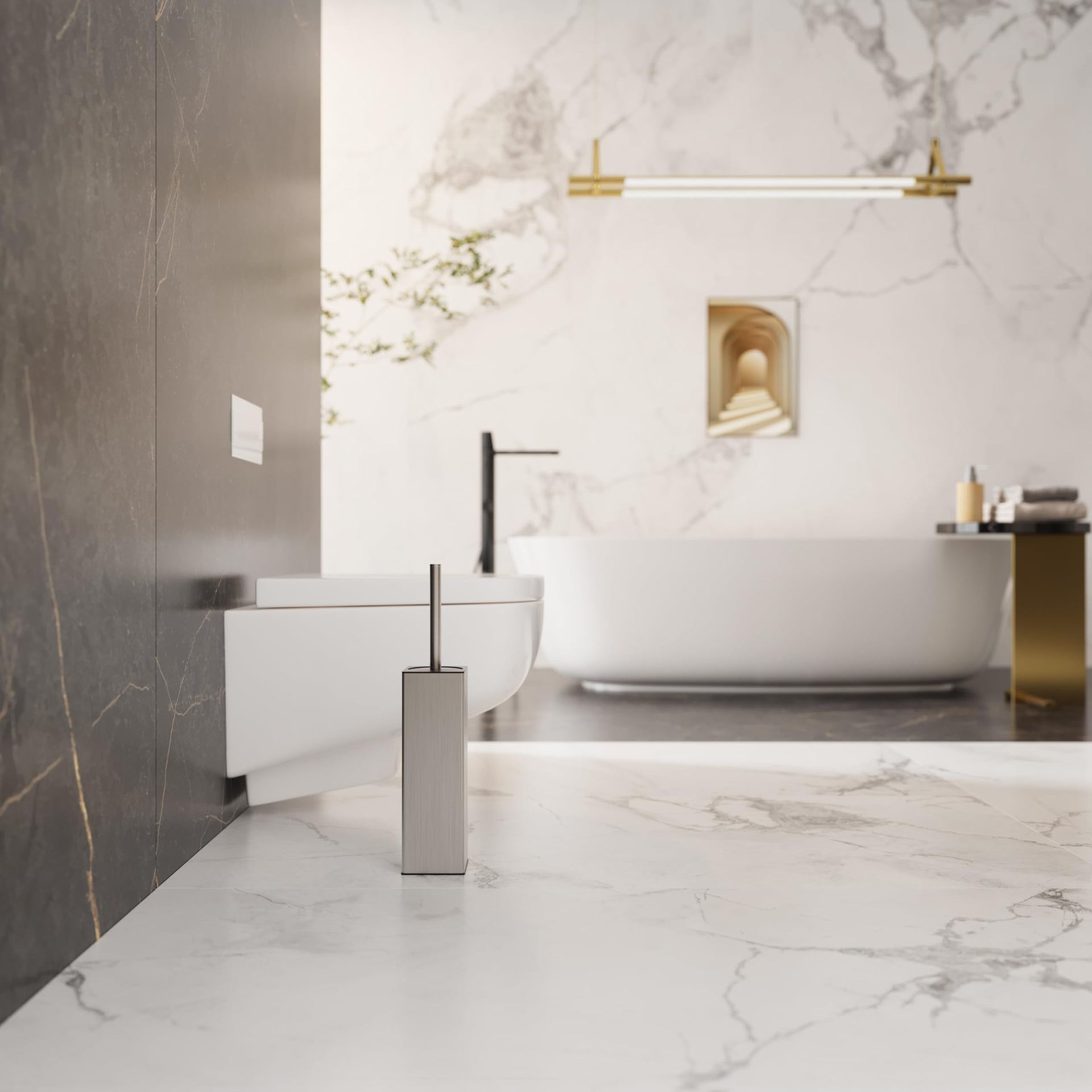 Square Toilet Brush with Holder