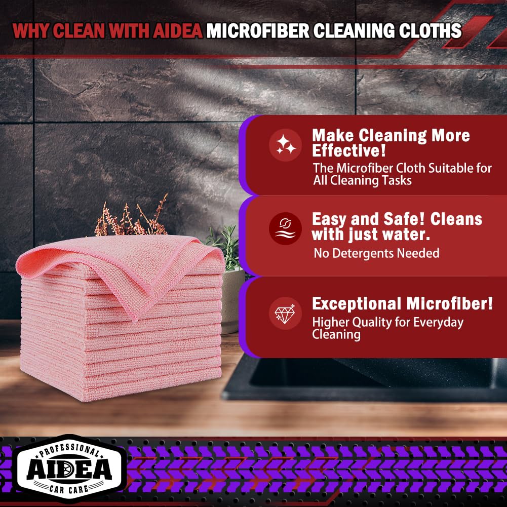 Microfiber Cleaning Cloth Pink 10PK (10 Count)