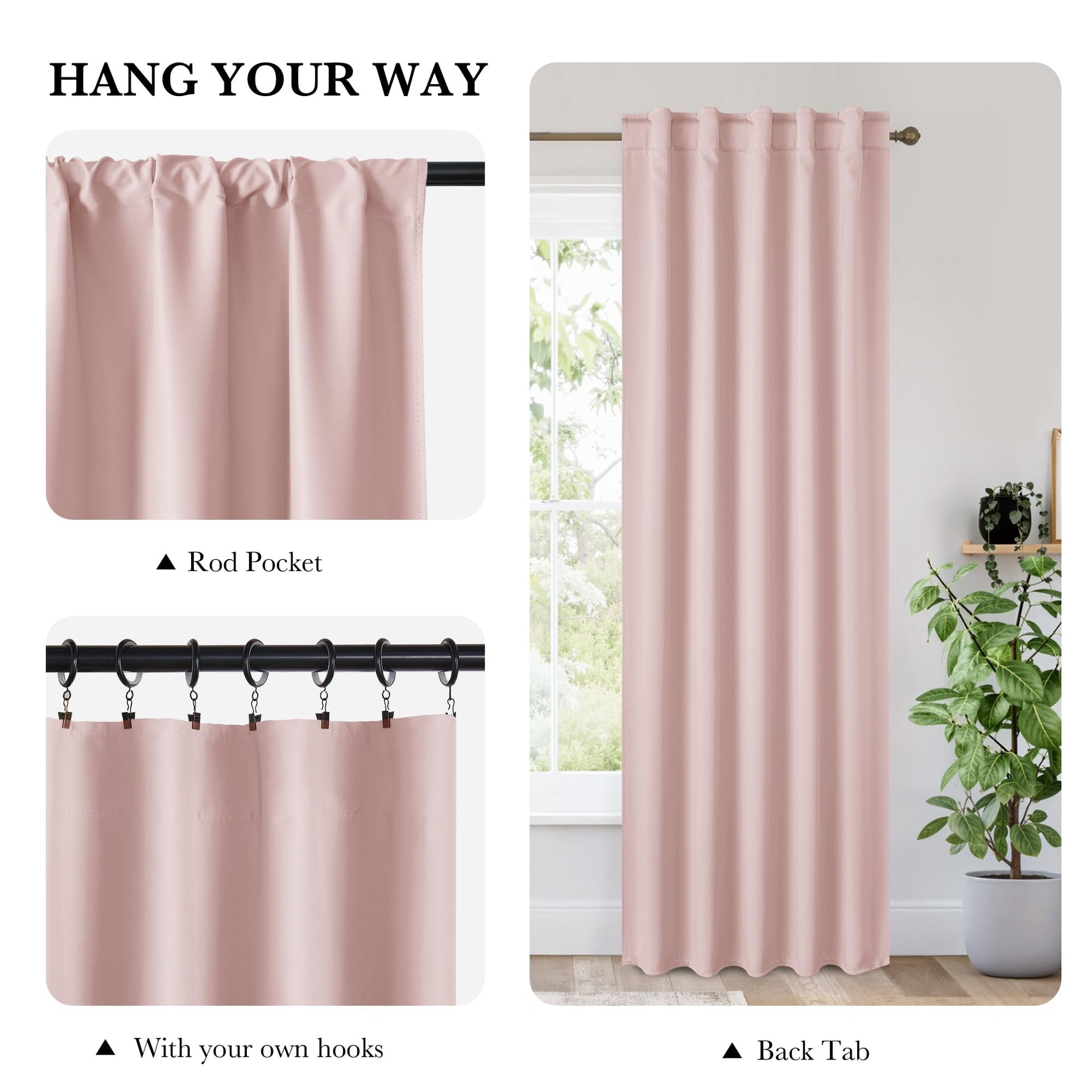 Bedroom Blackout Curtains 72 inches Long (2 Count)