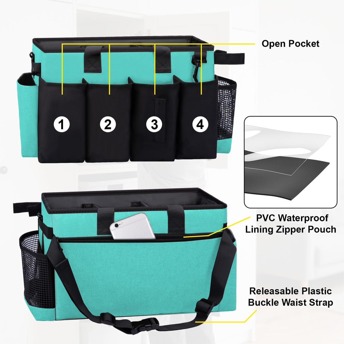 Wearable Large Cleaning Caddy Bag for Housekeepers