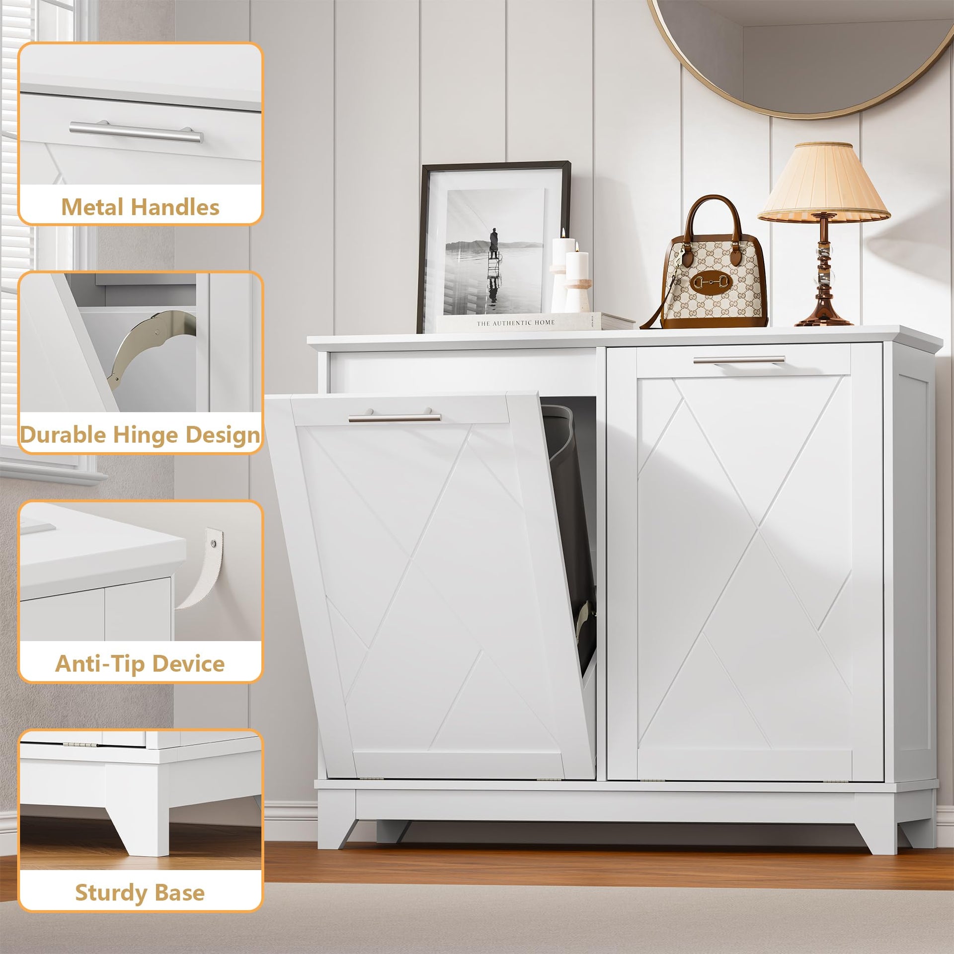 Tilt Out Trash Can Cabinet for 2 Bins
