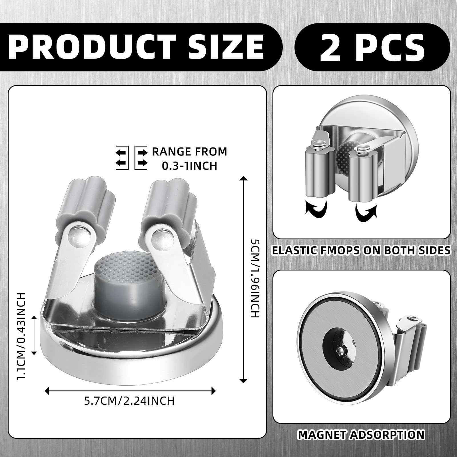 2 Pcs Magnetic Broom Holder Wall Mounted Anti Slip Rack (2 Count)
