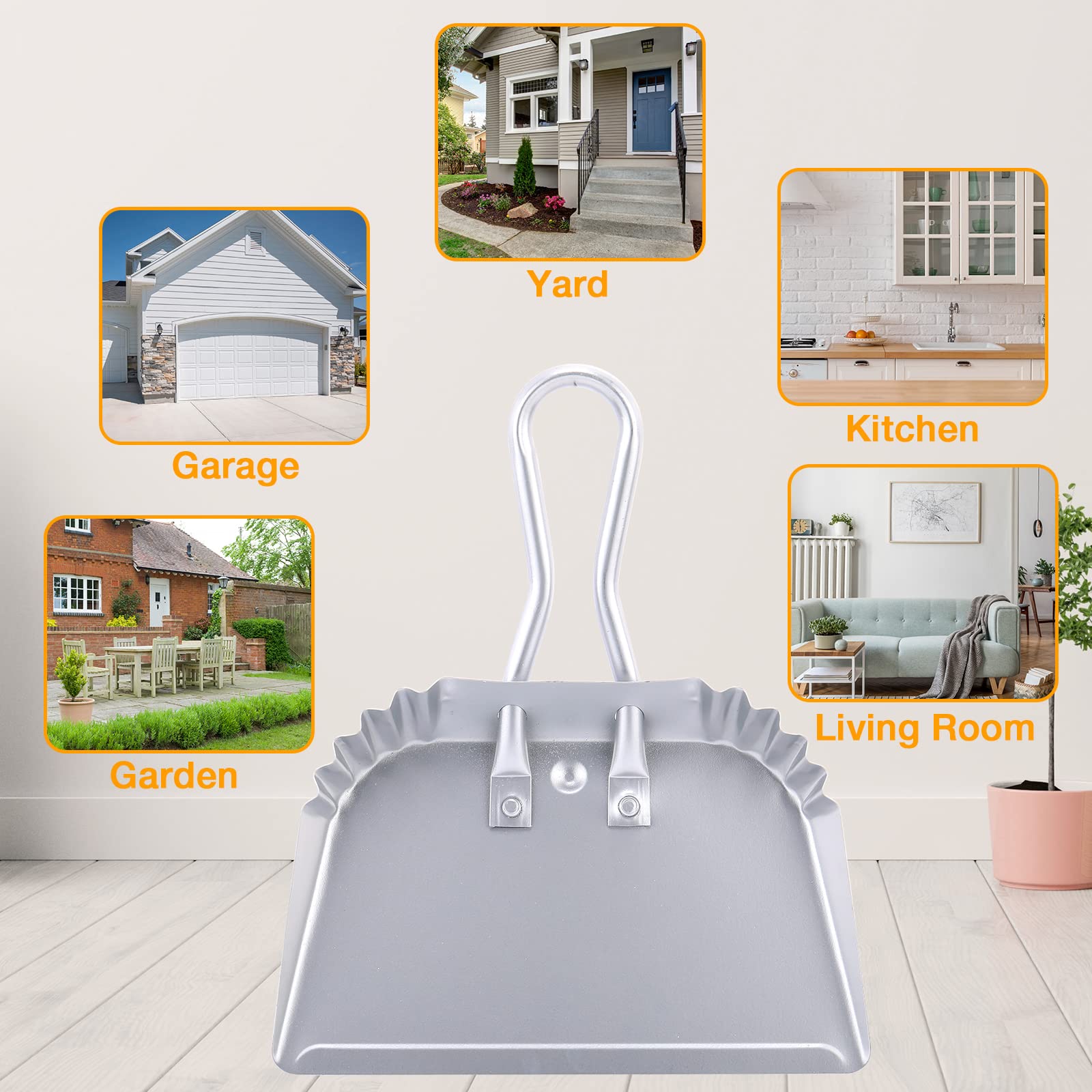 4 Pack 12 inch Heavy Duty Metal Dustpan Large Wide Dust Pans for Household Handheld Wide Scooper and Debris Cleaning Tool Ideal for Home and Commercial Use (4 Count)