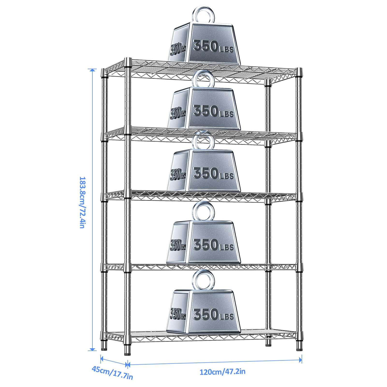 18"in Deep Heavy Duty Industrial Metal Garage Shelving for Laundry Storage