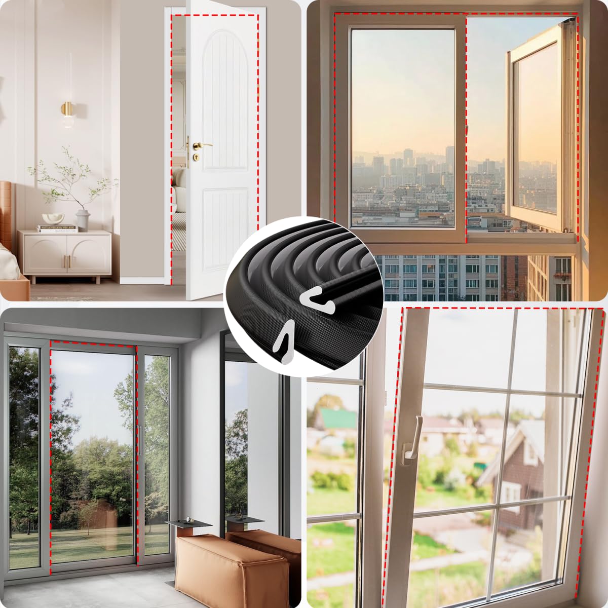 V Shape Thin Foam Weather Stripping Door Frame Seal Strip 33FT Black (33 Foot)