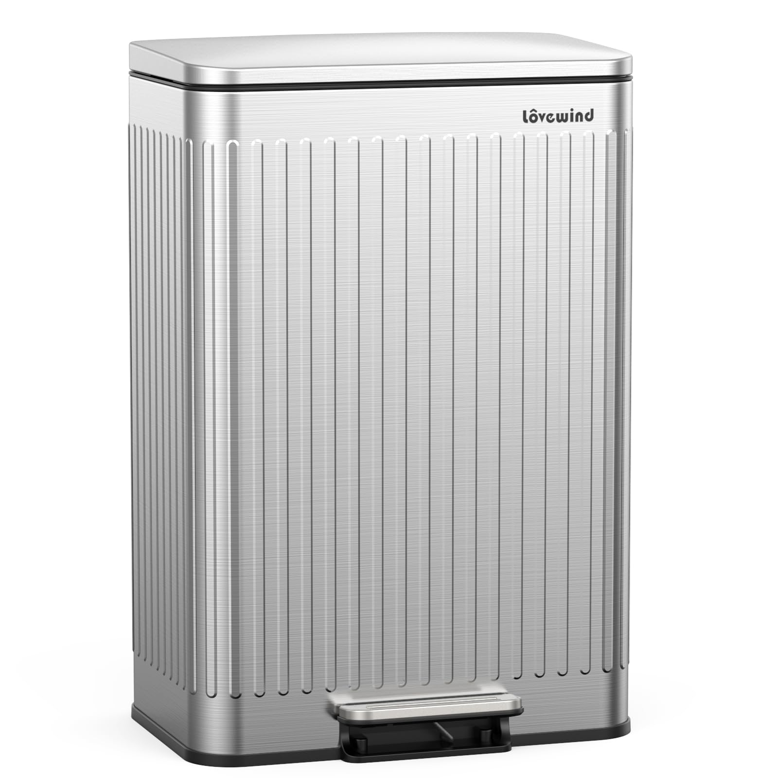 60 Liter 16 Gallon Stainless Steel Trash Can with Soft
