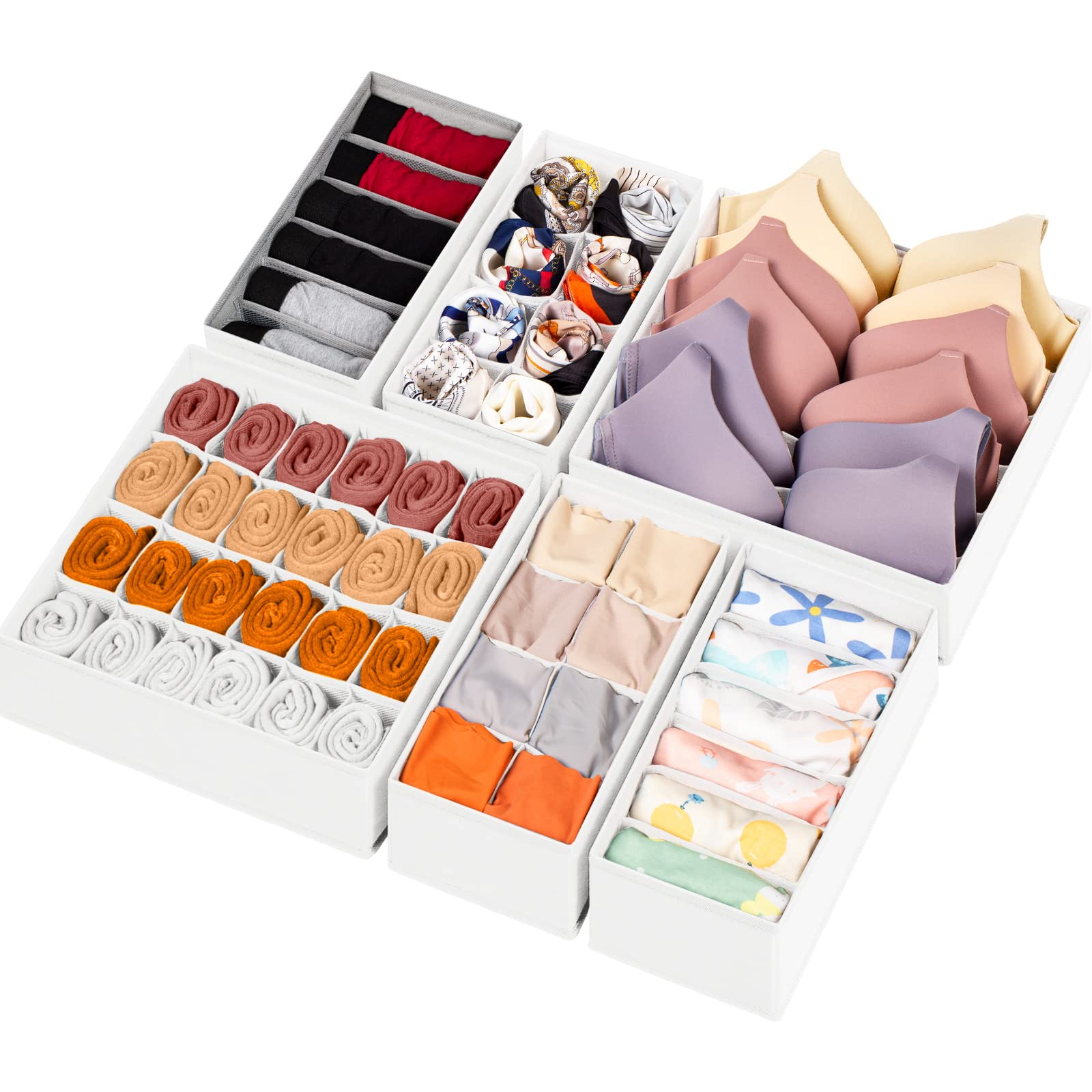 6 Pack Sock Underwear Drawer Organizer Dividers (6 Count)