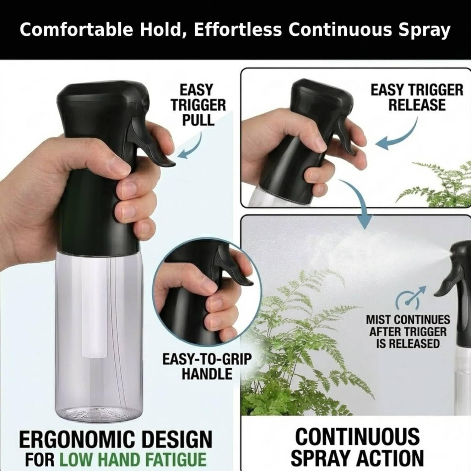 200ml Continuous Mist Spray Bottle for Hair Plants and Skin Care