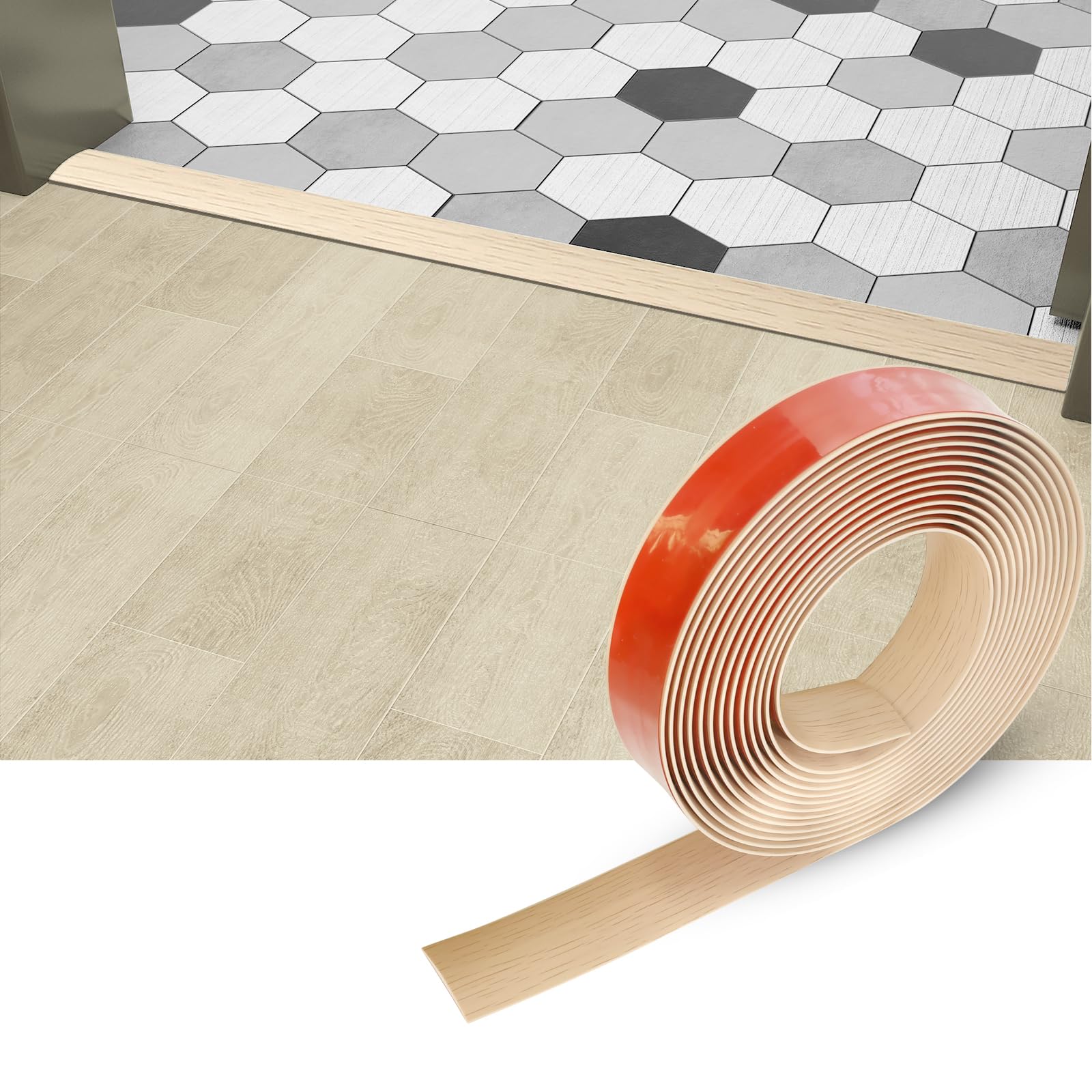 Floor Transition Strip & Self Adhesive Floor Vinyl Floor Edge Trim Laminate Floor Gap Covering Joining Strip (236 Foot)