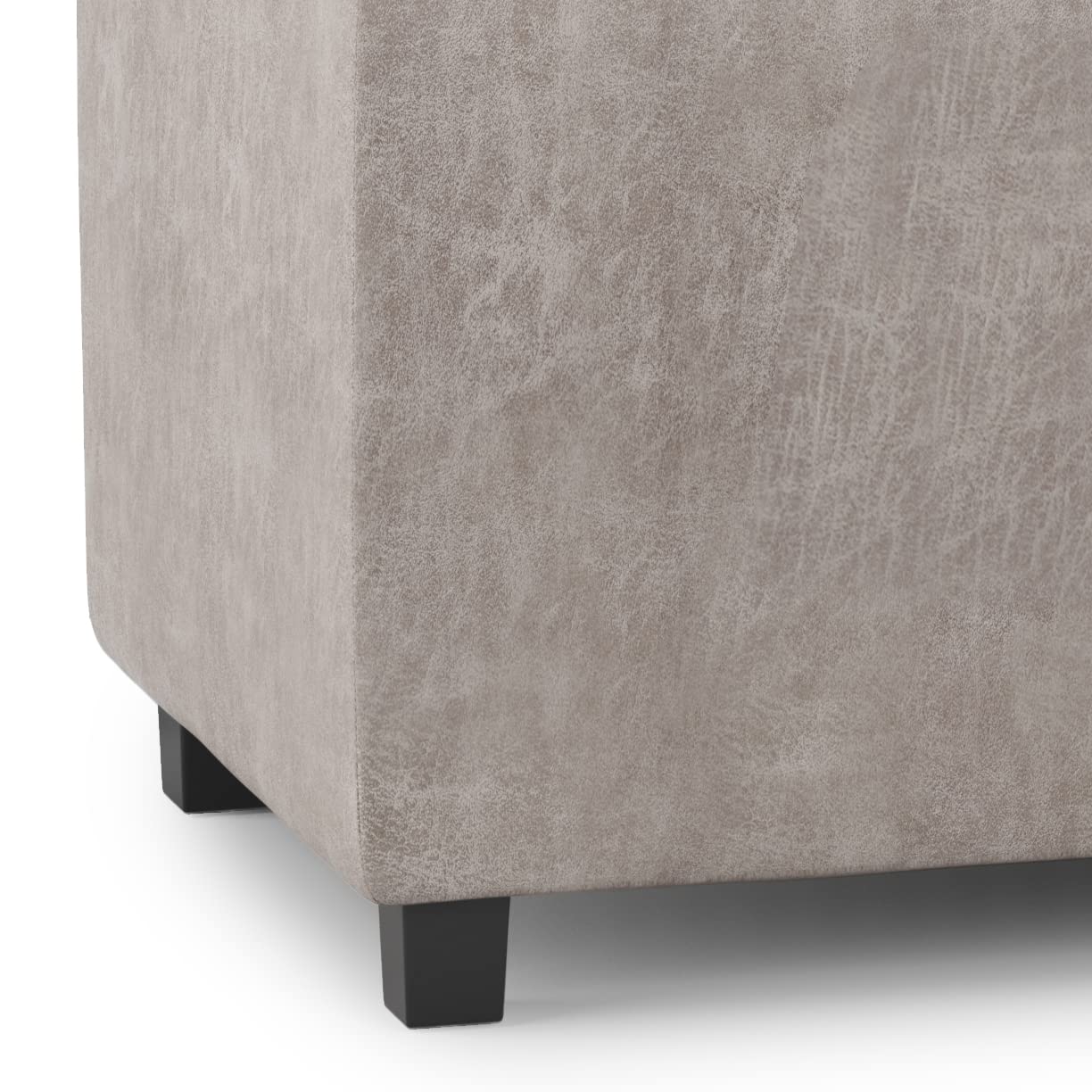 Avalon 42" Wide Vegan Leather Storage Ottoman in Grey