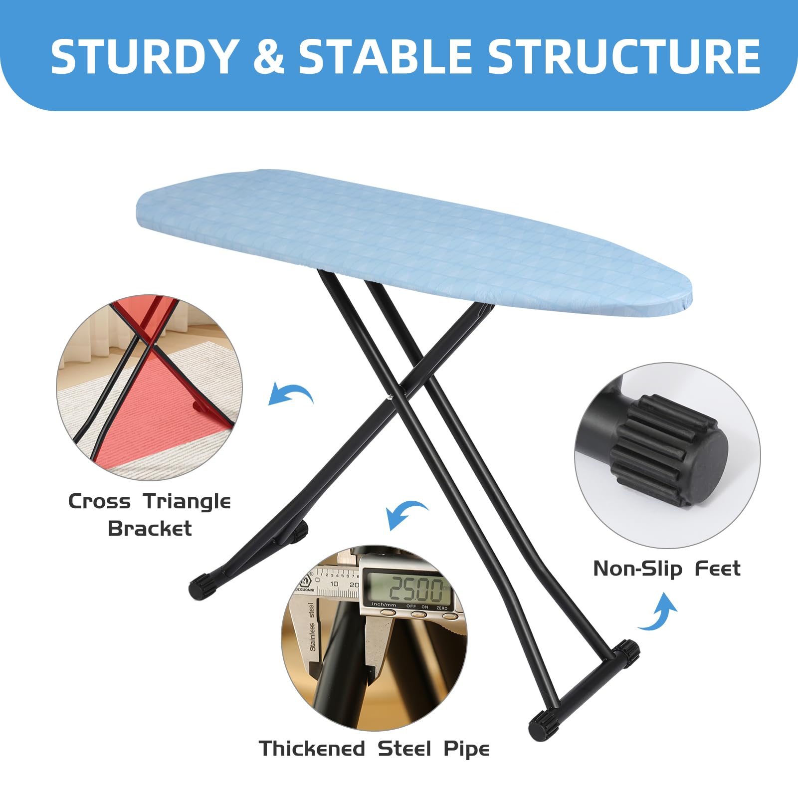 Ironing Board Adjustable Height Folding Ironing Board with Iron Pad