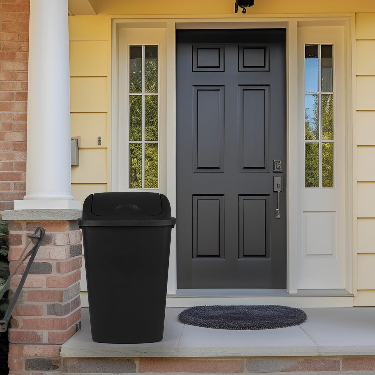 Black 13 Gallon Kitchen Trash Can with Swing Lid (4 Count)