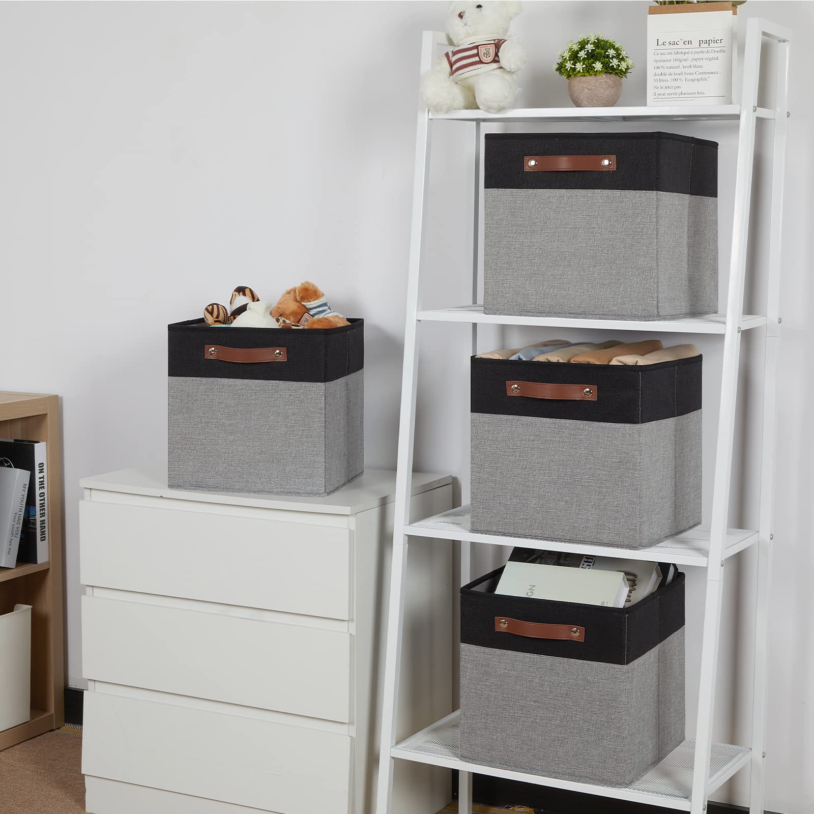 Fabric Cube Storage Bins 12 Inch Decorative Storage Cubes Baskets 4 Pack Foldable Cube Storage Bins for Closet (4 Count)