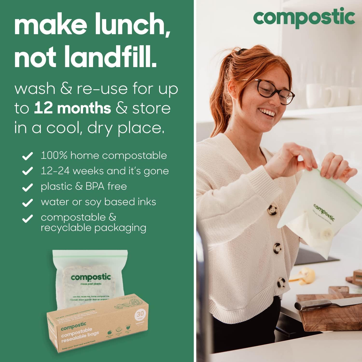 Compostable Snack Bags (100 Count)