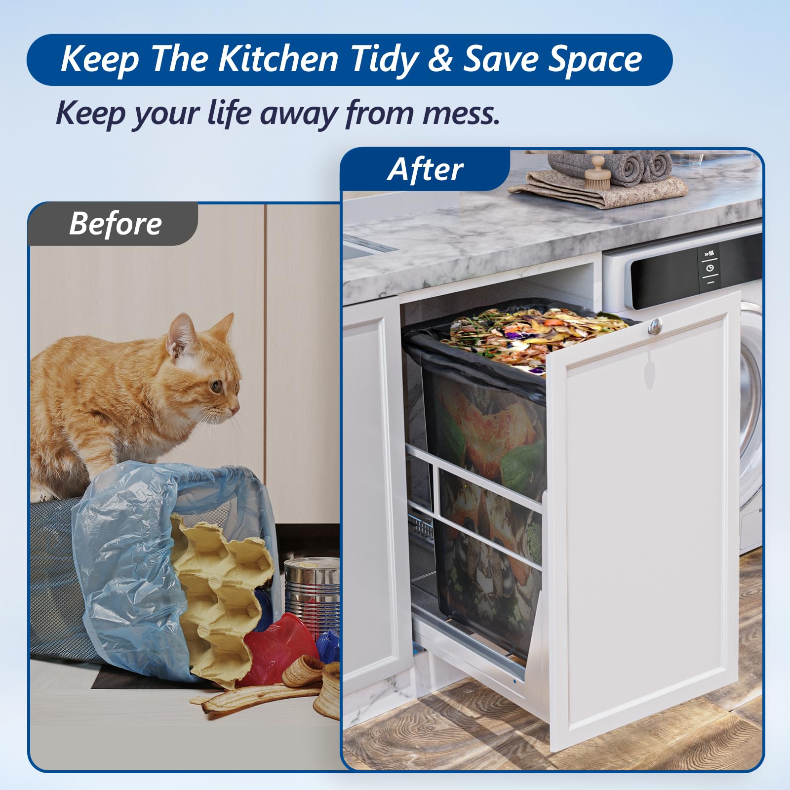 8 Gal Pull Out Trash Can Under Cabinet with Soft