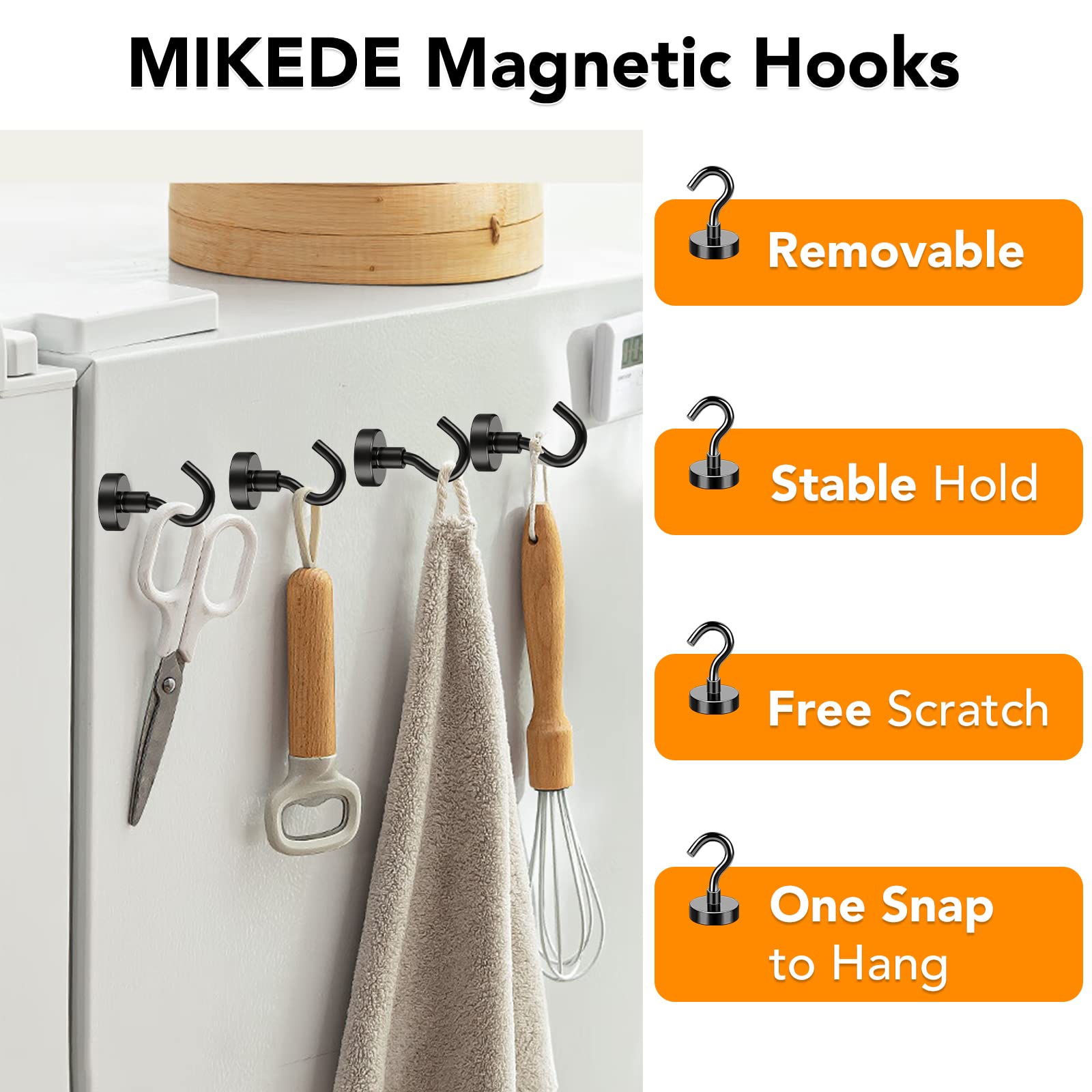 Black Magnetic Hooks Heavy Duty 30Lbs+ Strong Neodymium Magnets (130 Count)
