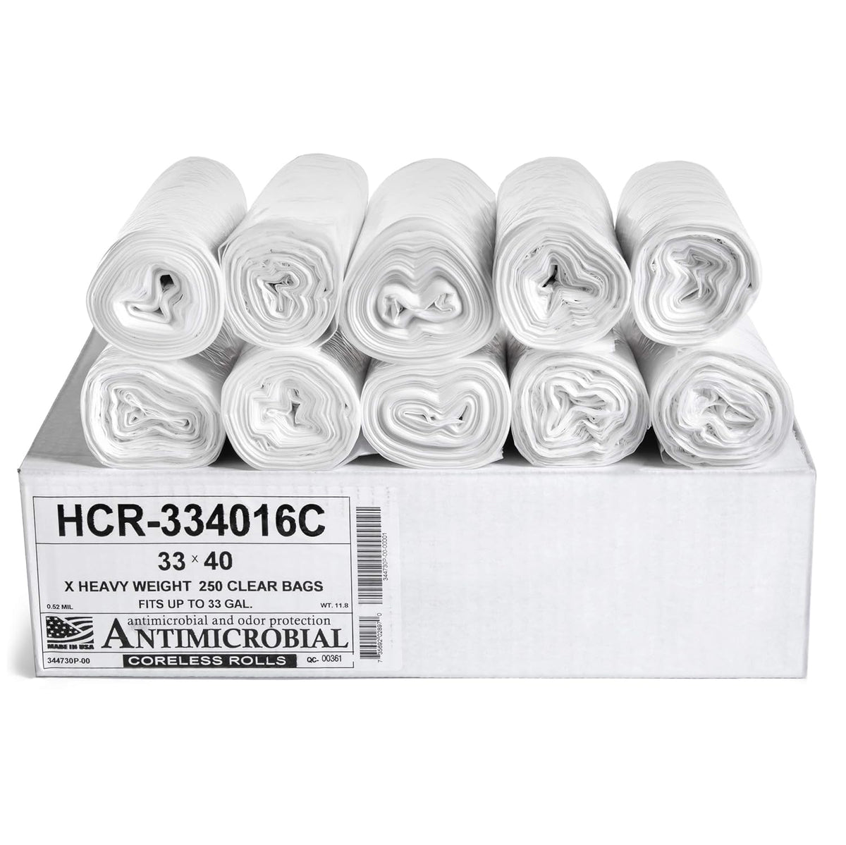 HCR 334016C 33 Gallon Clear Trash Bags (250 Count)