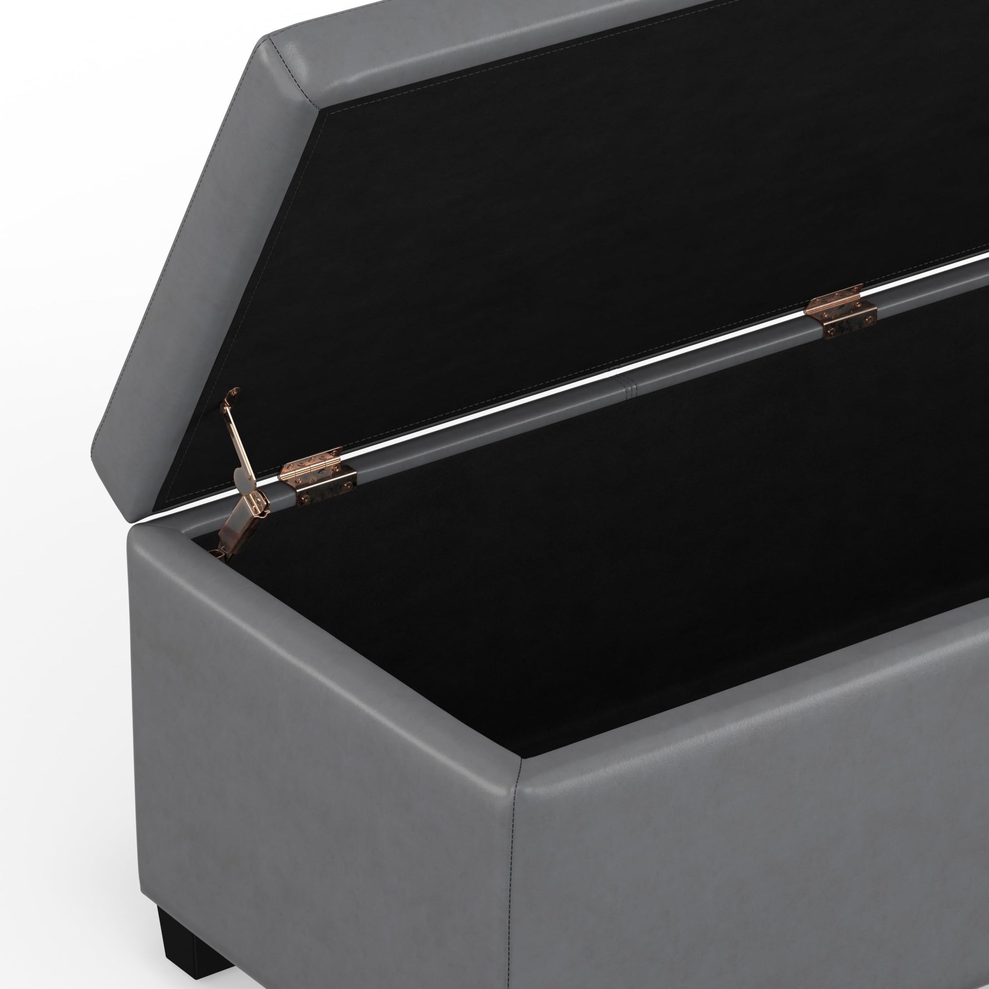 Avalon 48" Wide Vegan Leather Storage Ottoman in Stone Grey