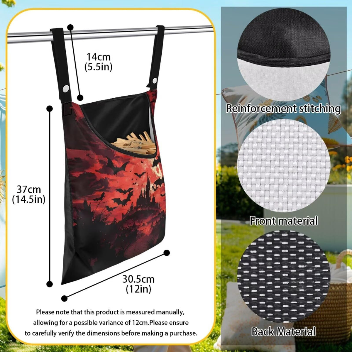 Halloween Castle Clothespin Bag Space