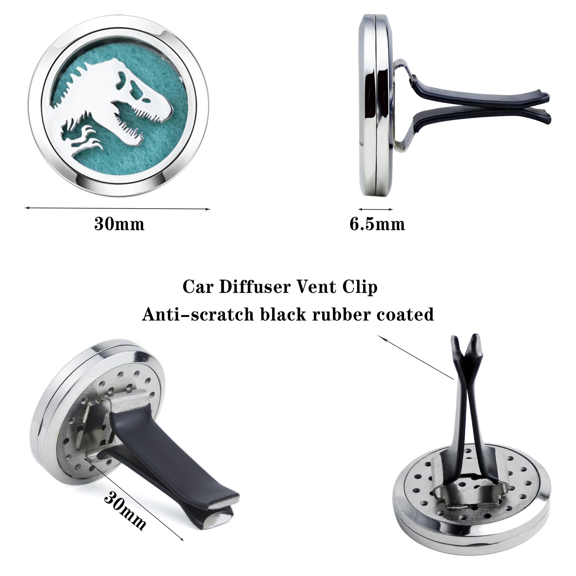 Car Essential Oil Diffuser Vent Clip Car Diffuser Vent Clips Skull Dinosaur Air Freshener 10 Felt Pads Car Accessories for Women Gifts