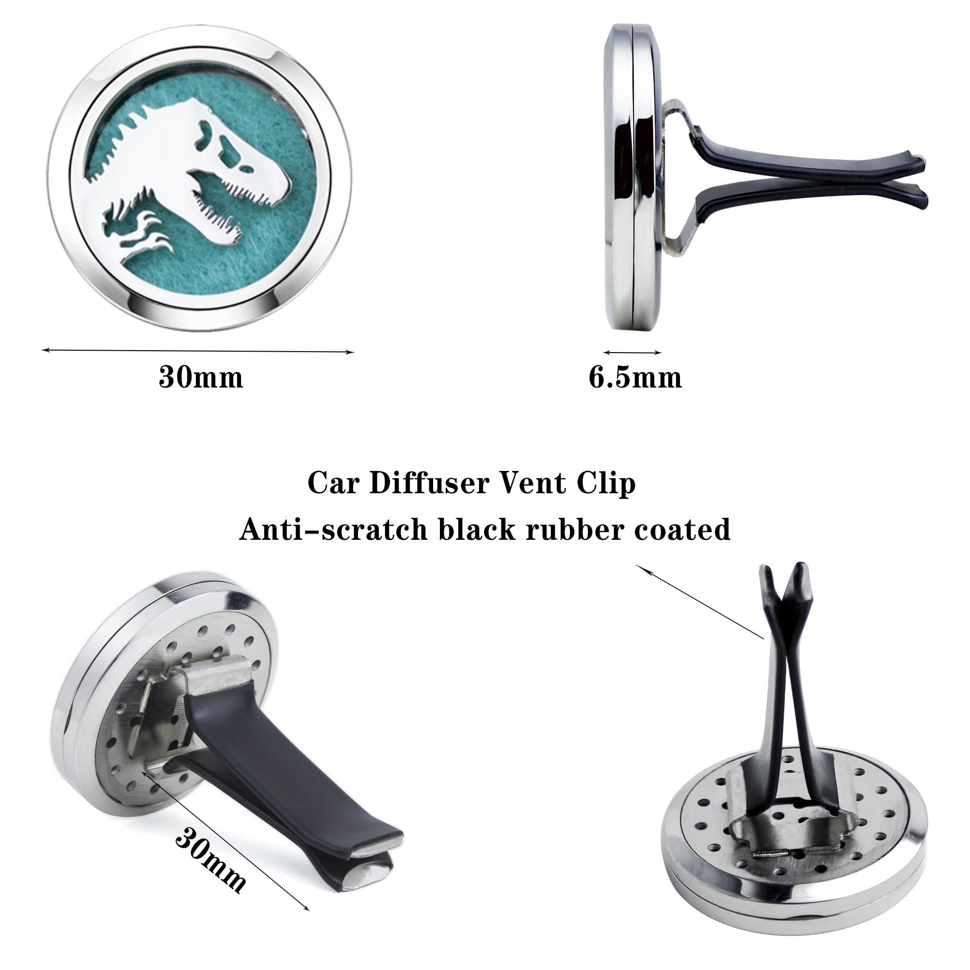 Car Essential Oil Diffuser Vent Clip Car Diffuser Vent Clips Skull Dinosaur Air Freshener 10 Felt Pads Car Accessories for Women Gifts