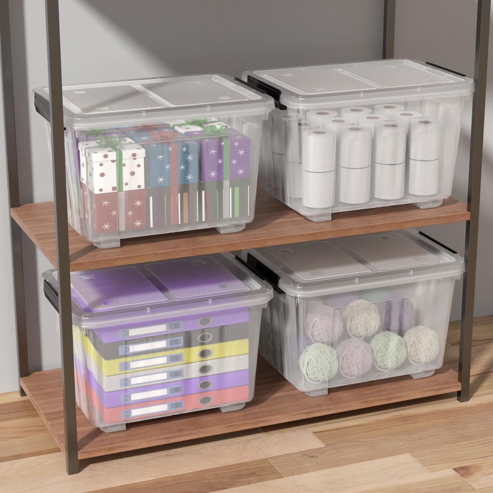 50 Qt Stackable Plastic Storage Bins with Lids (4 Count)