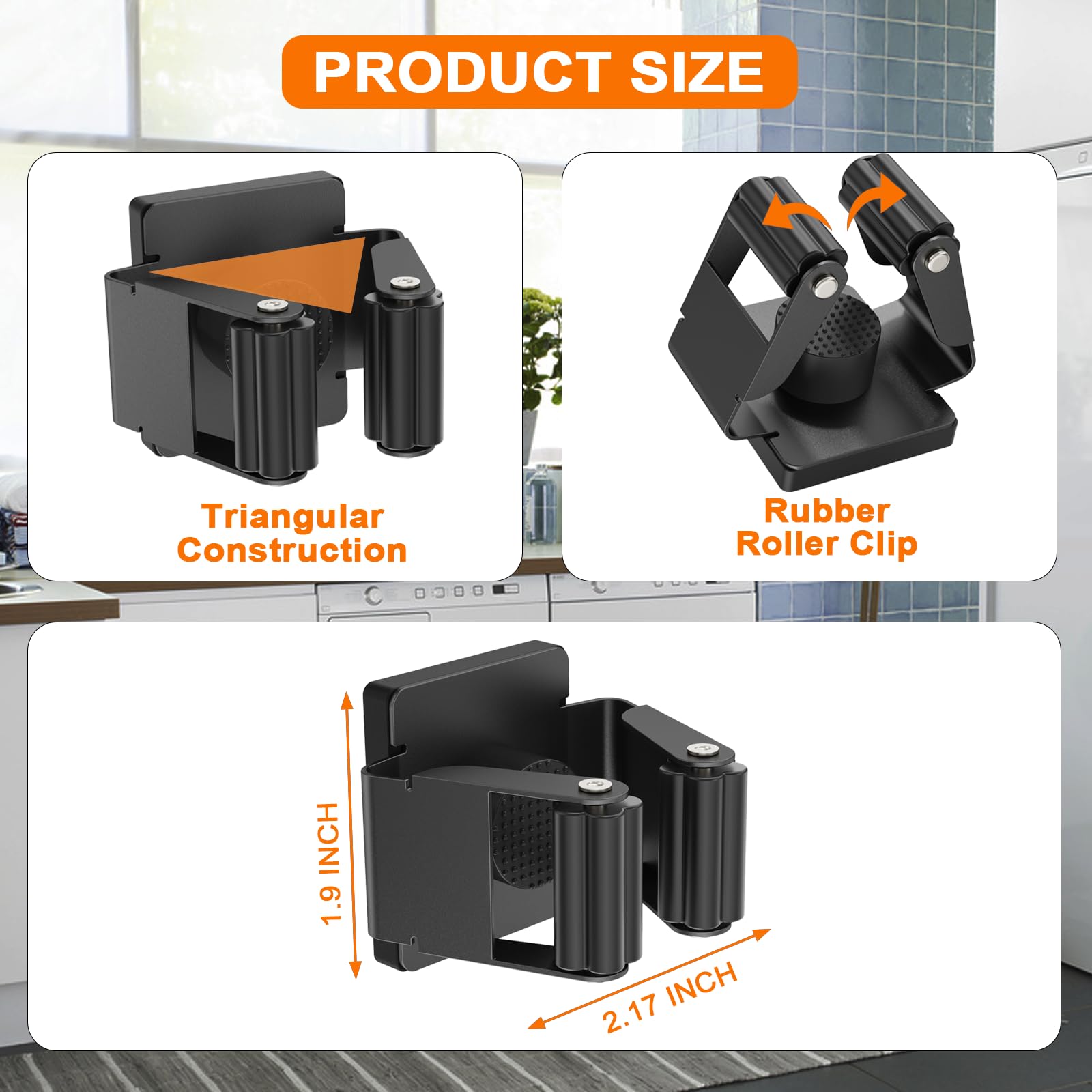 Strong Magnetic Mop Broom Holder (4 Count)