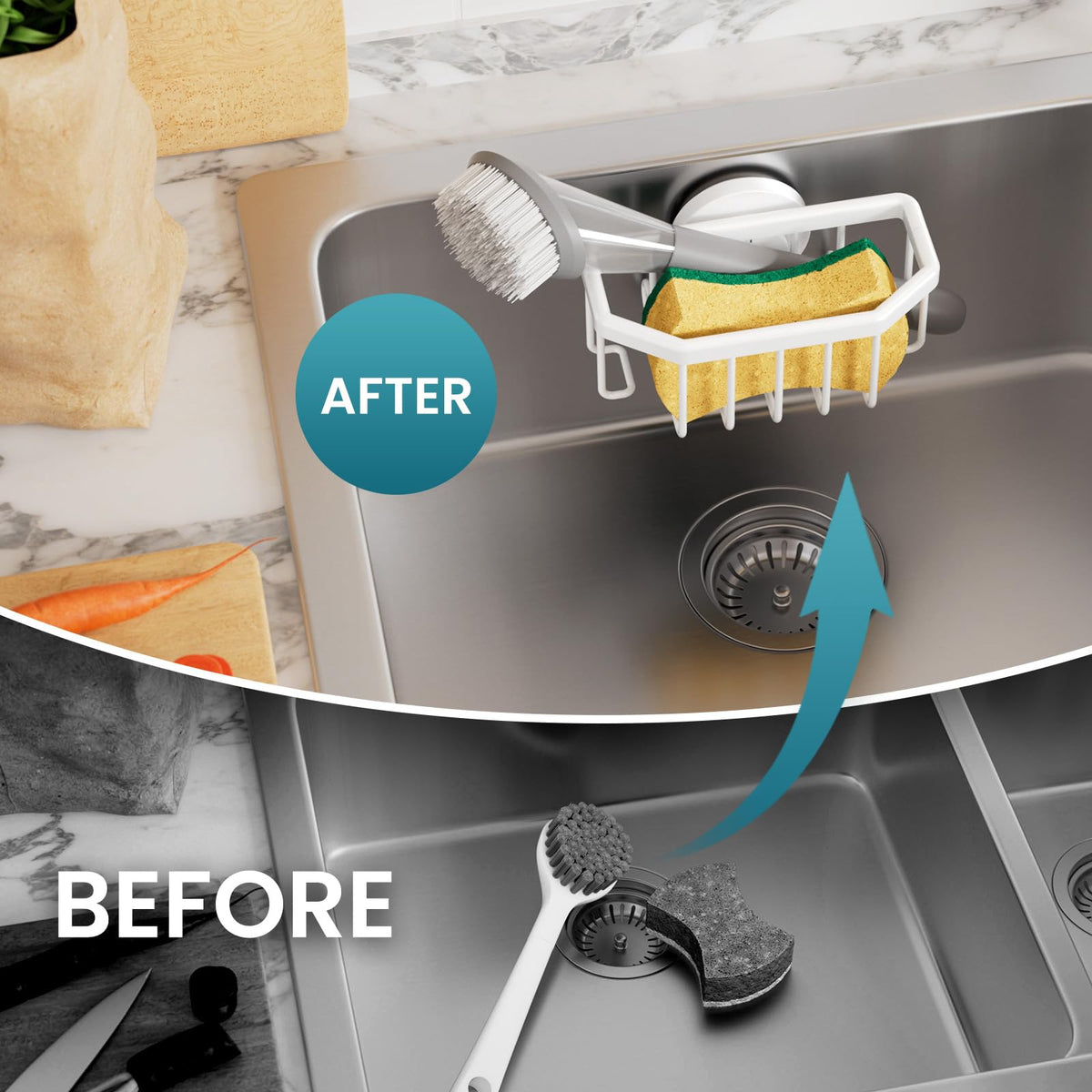 Sponge Holder for Kitchen Sink with Suction Cup