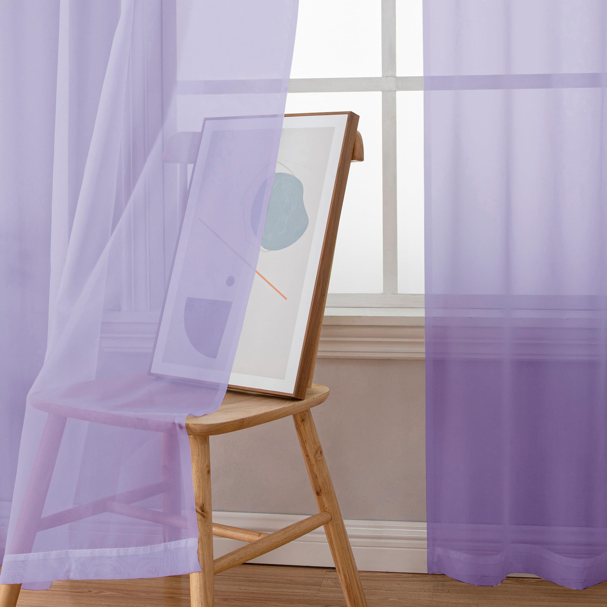 Sheer Lilac Curtains 90 inches Long 2 Panels (2 Count)