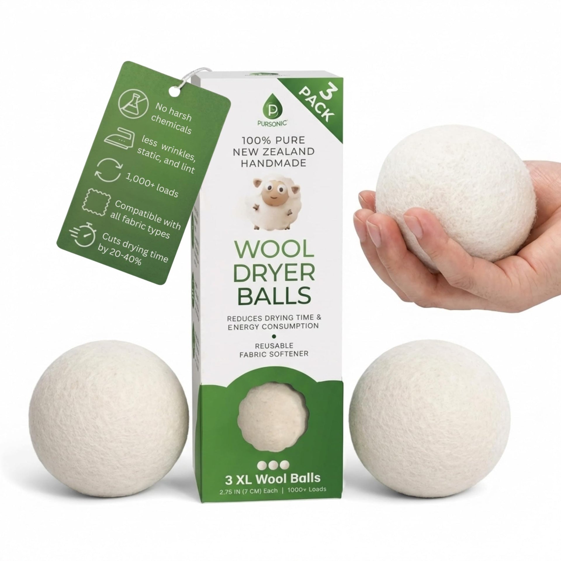 Laundry Wool Dryer Balls (3 Count)