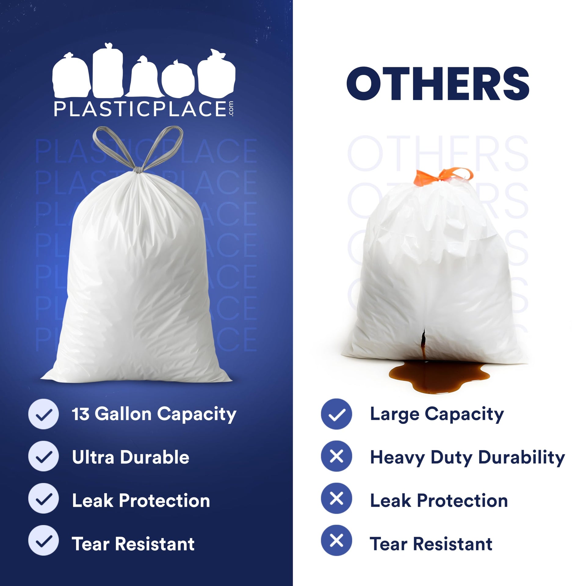 13 Gallon Trash Bags â”‚ 1.2 Mil â”‚ White Drawstring Garbage Can Liners â”‚ 24" x 31" (200 Count)