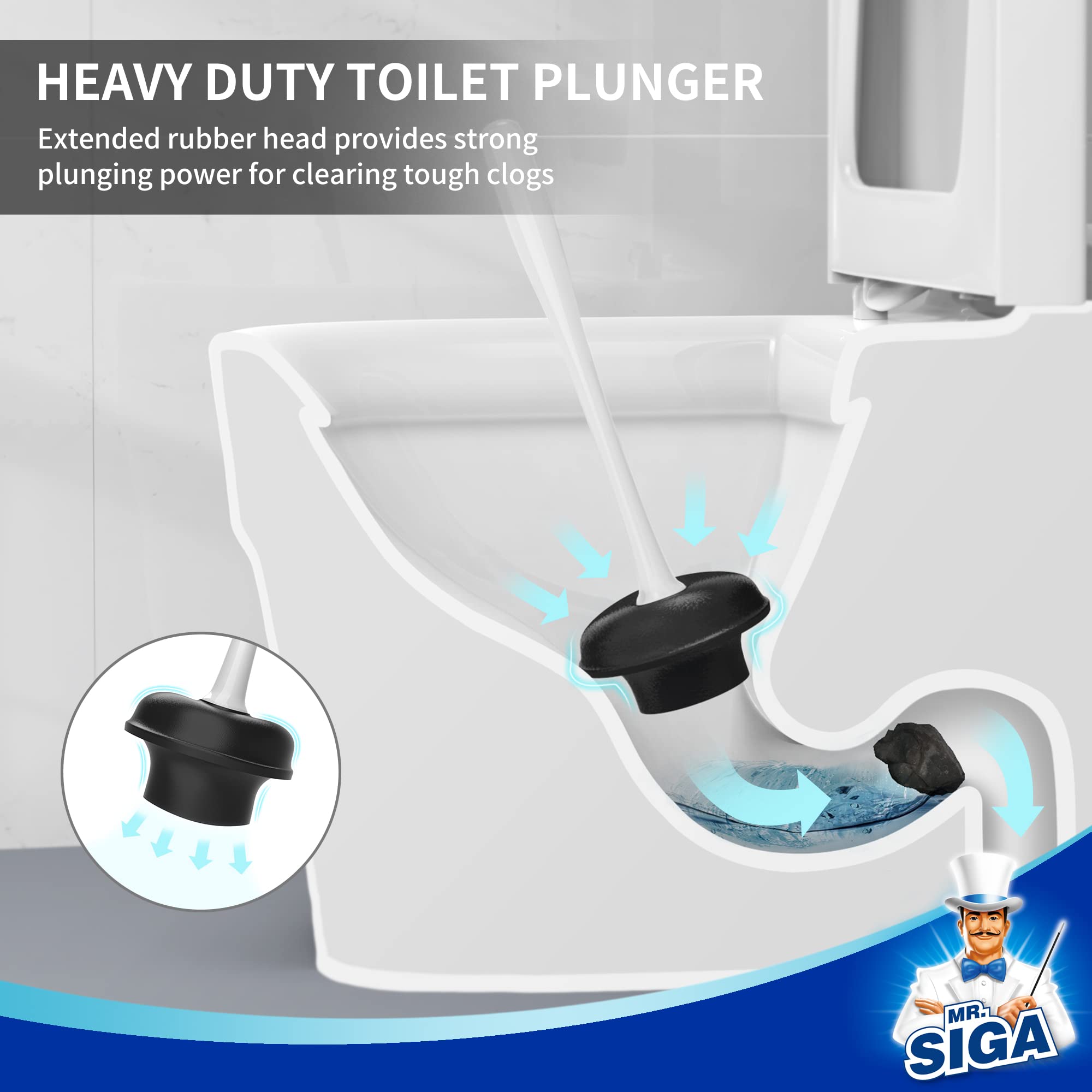 Toilet Plunger and Brush Combo for Toilet Cleaning (2 Count)