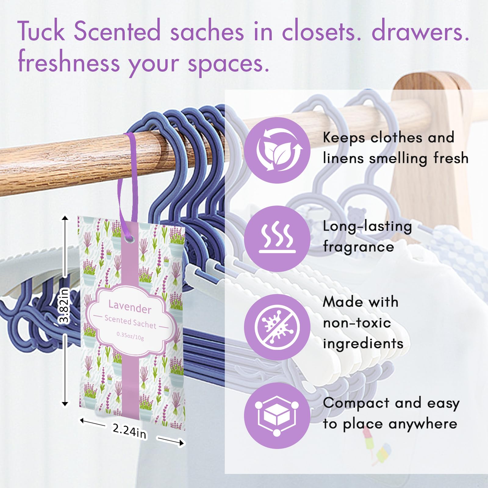 Lavender Sachets for Drawer and Closet (14 Count)