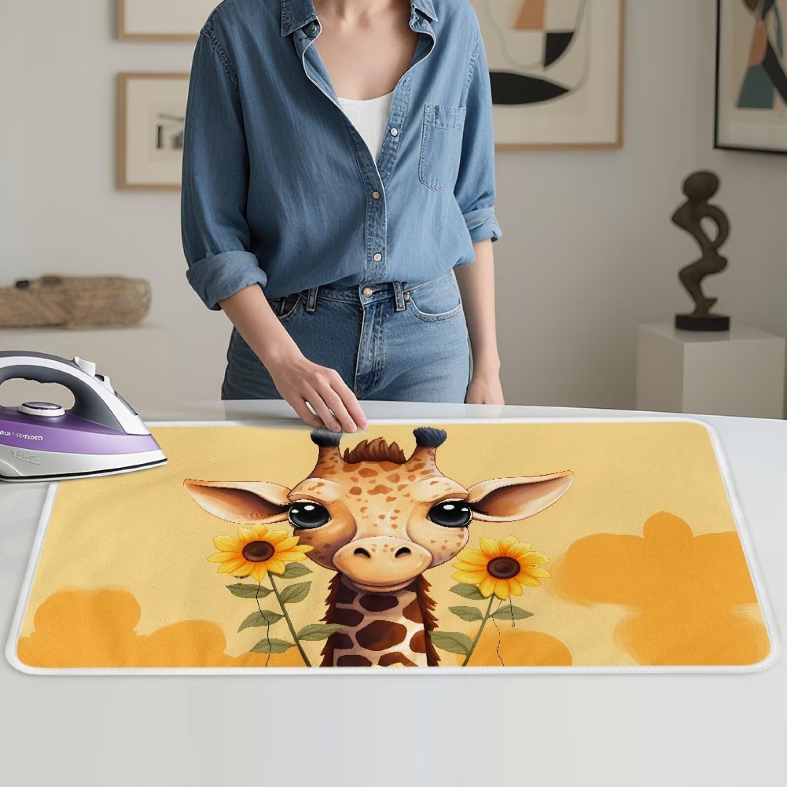 Funny Ironing Mat Portable Giraffe Ironing Pad for Steam Pressing on Tabletop or Bed