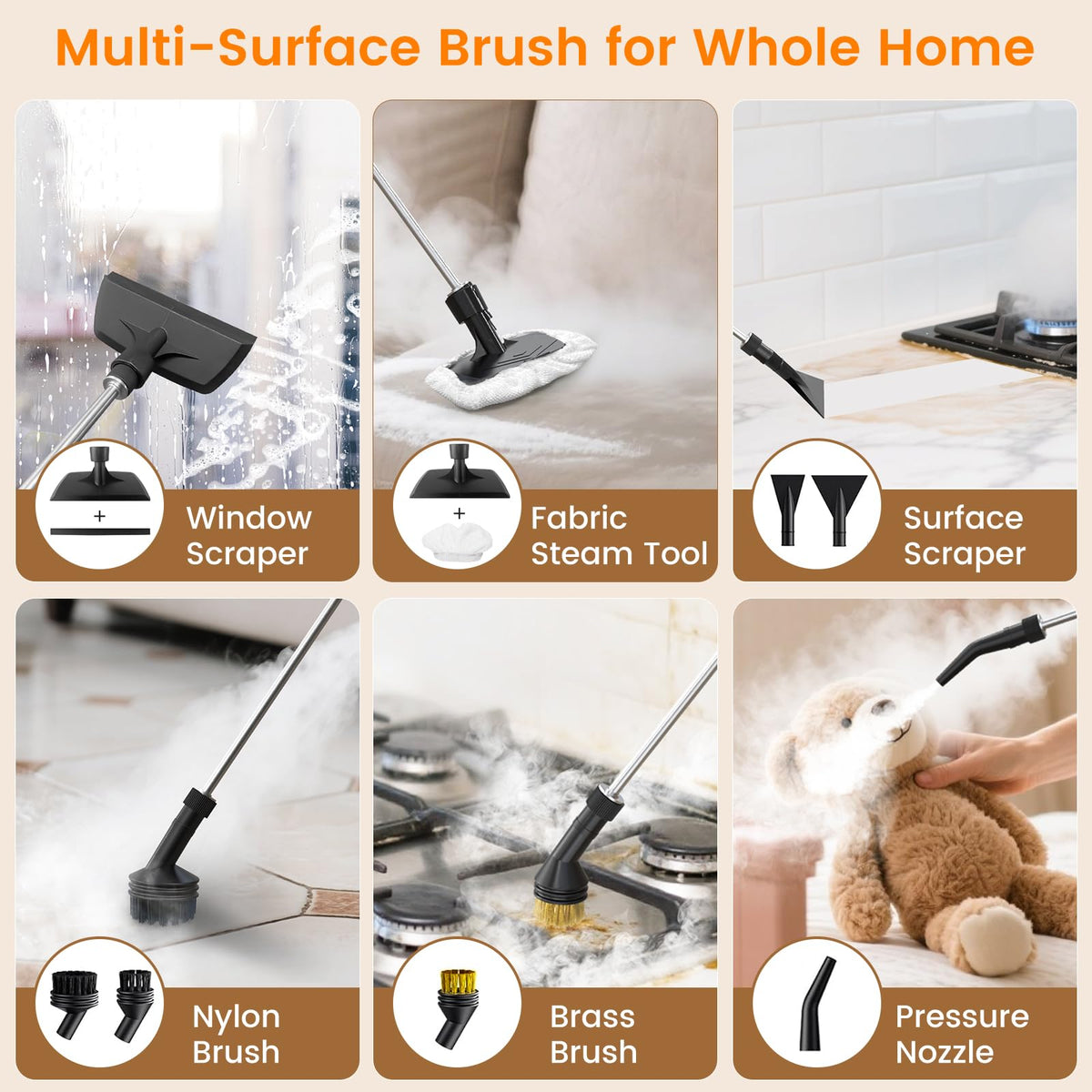 2500W Handheld Steam Cleaner for Home with 16 Accessories (21 Count)