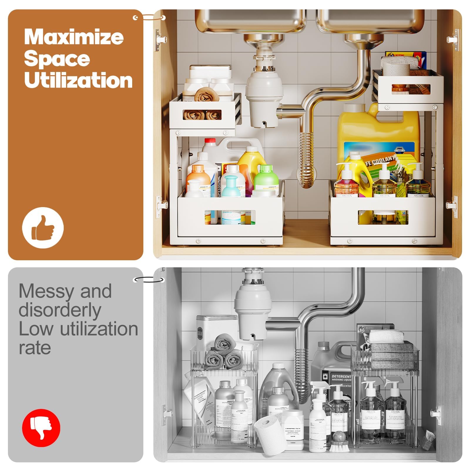 2 Pack Under Sink Organizers and Storage (2 Count)