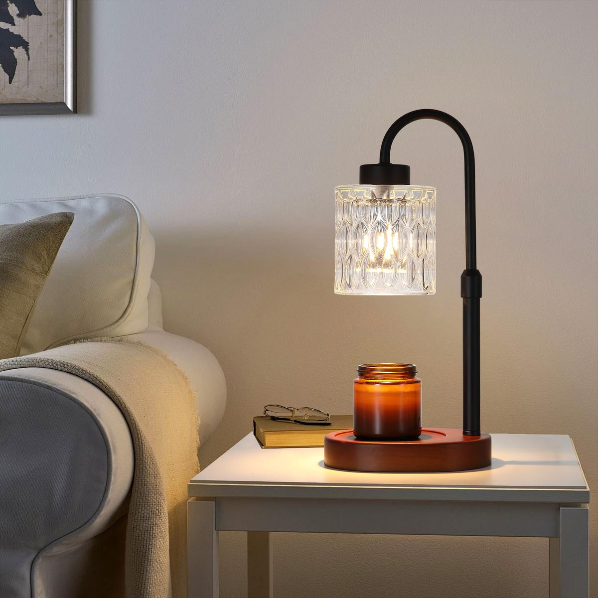 Black Candle Warmer Lamp with Dimmer and Timer
