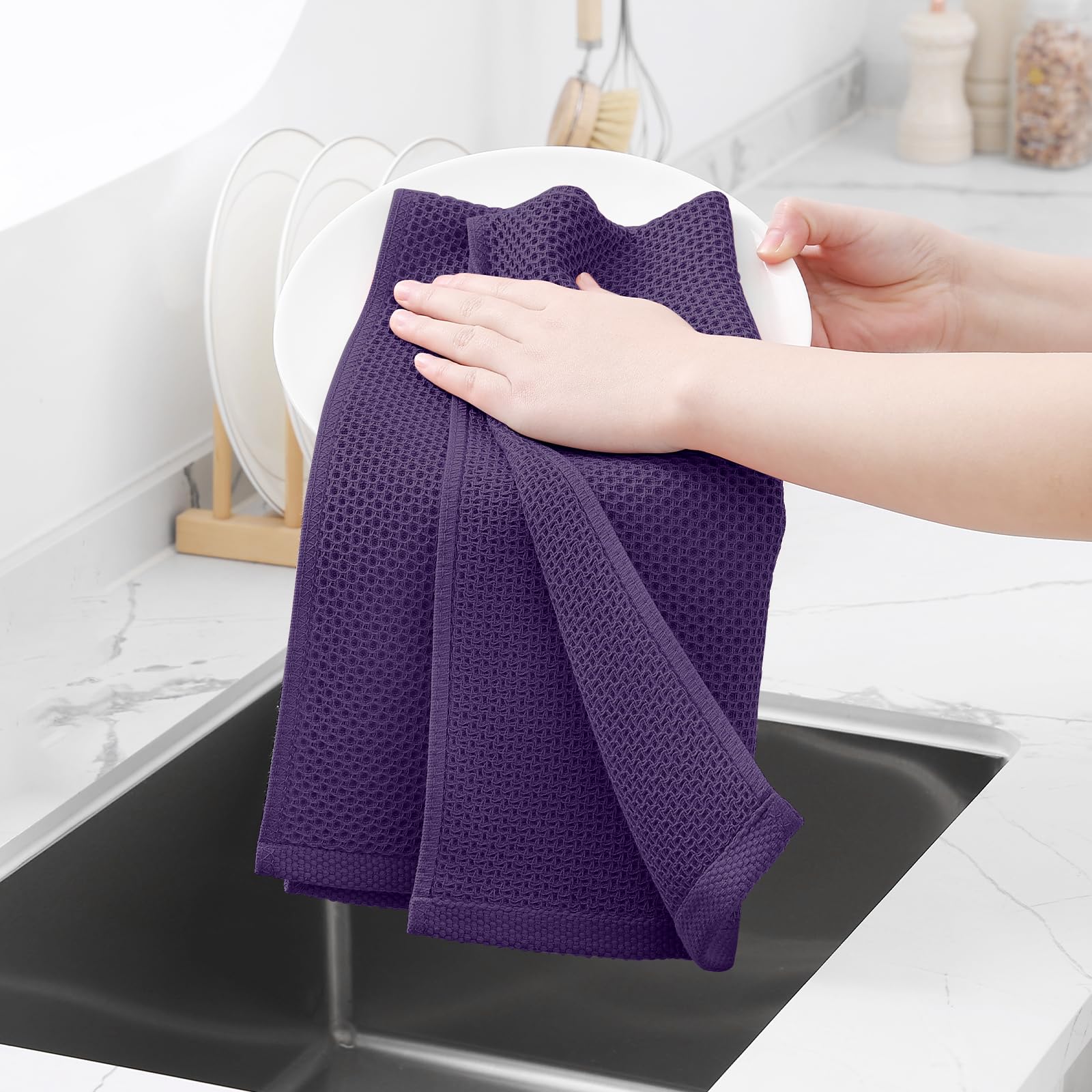 100% Cotton Waffle Weave Kitchen Dish Towels 12 (12 Count)