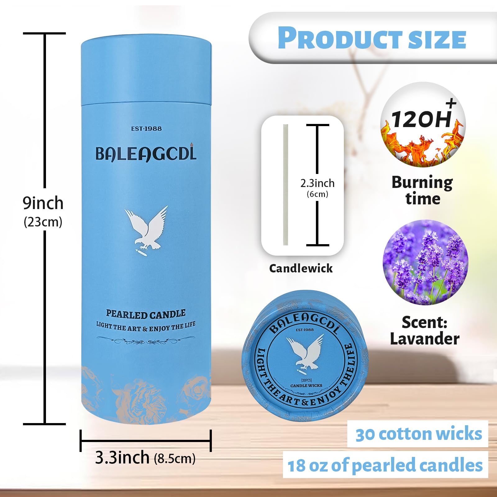 Lavender Scented Purple Pearled Candle 18oz Luxury Sand Candle Granulated Wax (18 Ounce)