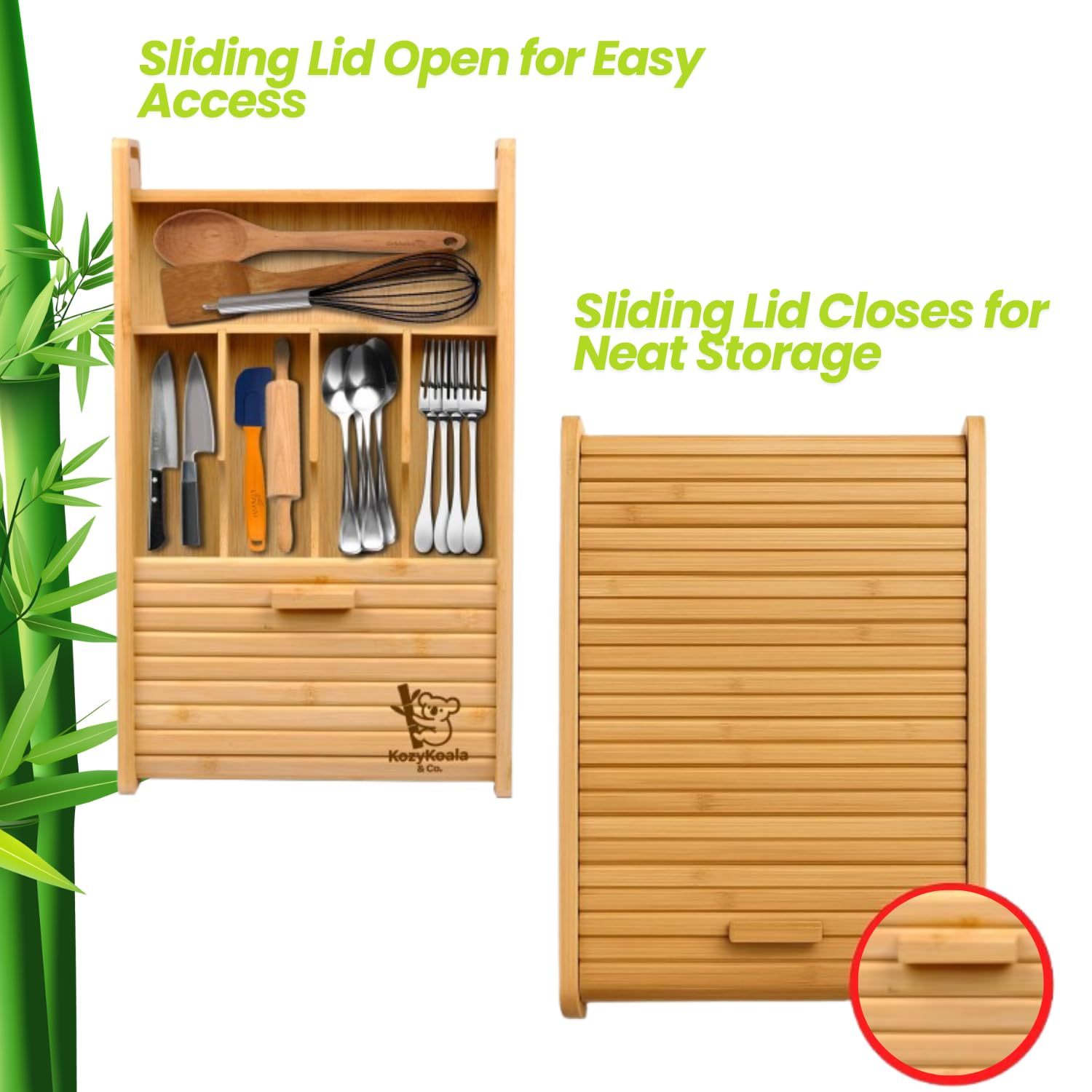 Bamboo Drawer Organizer with Sliding Lid