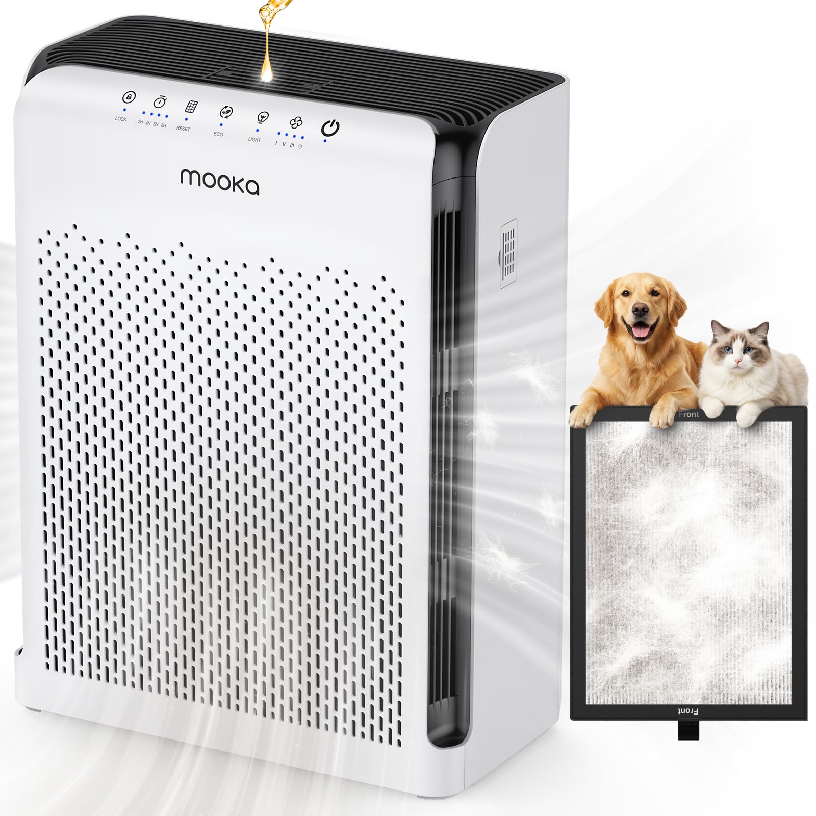 M200L Air Purifiers for Home Pets Large Room 2200ft² with ECO Mode
