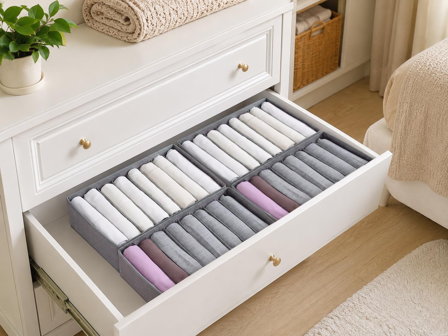4 Pack Drawer Organizers for Clothing (4 Count)