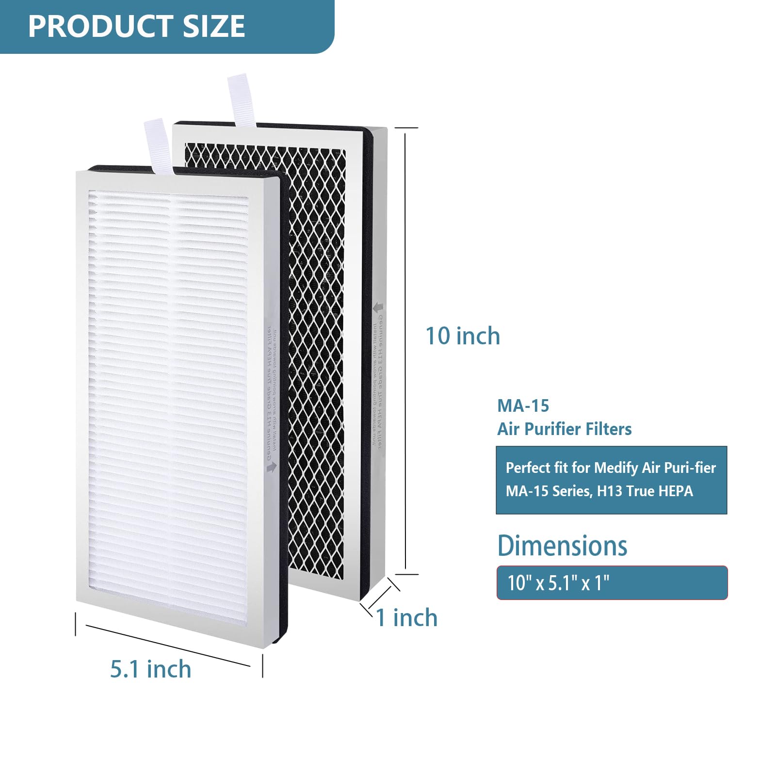 MA15 Replacement Filter Compatible with Medify MA (4 Count)