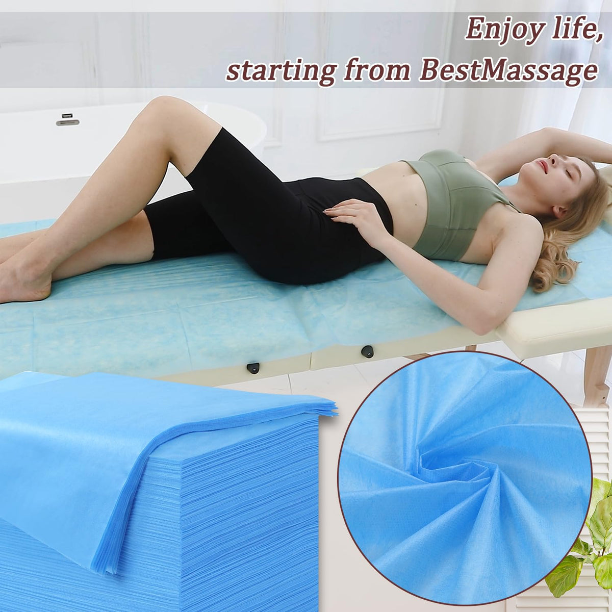 50 Pcs Disposable Bed Sheets 31" x 71" Massage Table Sheets Non Woven Fabric SPA Bed Cover Breathable for Massage Beauty Tattoos (50 Count)