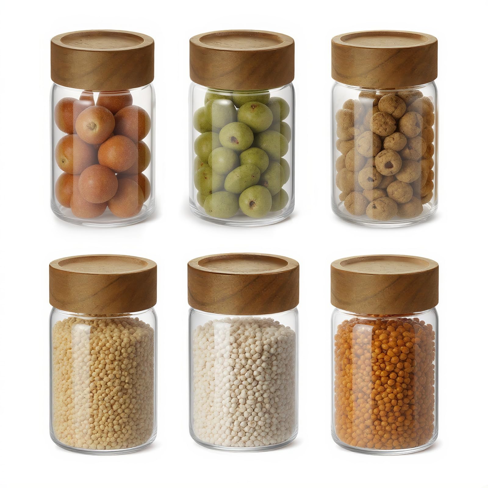 6 Pack 8 fl oz Stackable Airtight Glass Jars (6 Count)