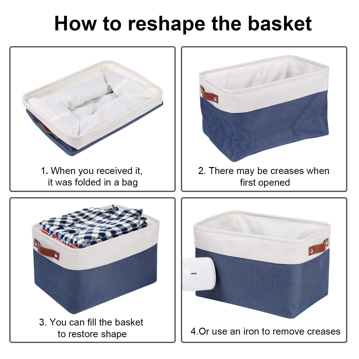 15 inch Fabric Storage Baskets for Shelves (4 Count)