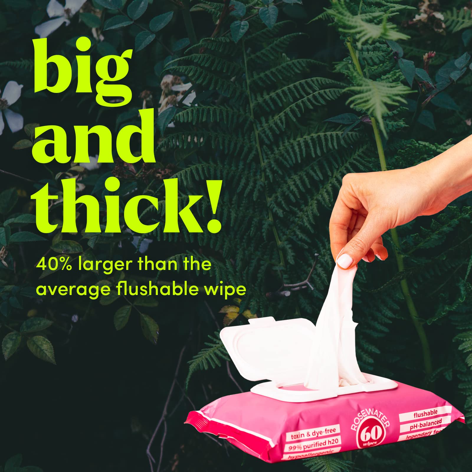 Flushable Butt Wipes Made with Vitamin E & Aloe (60 Count)