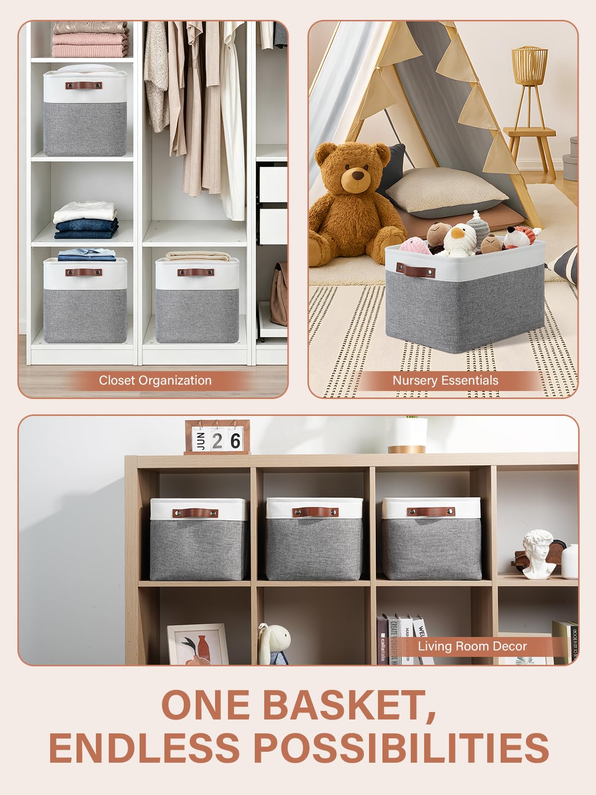 Storage Baskets for Organizing (3 Count)